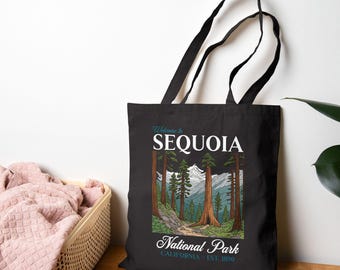 Sequoia National Park Graphic Cotton Canvas Tote Bag. California Parks, Tourist Destinations, Outdoor Nature Lover Tote, National Parks Tote