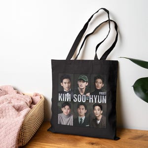 Kim Soo-Hyun Cotton Canvas Tote Bag, Kdrama Actor Totes, Korean Drama Bags, Popular Actors in K-dramas, Cute Kdrama Actor Kim Soo Hyun Totes