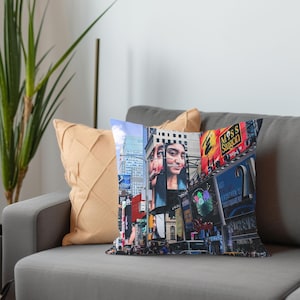 NYC Time Square Pillow, Urban Home Decor, Gift for NYC Lovers, NYC Pillow, City Vibe Pillow, New York City, Tourist Cities, City Life Pillow