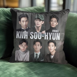 Kim Soo-Hyun Graphic Square Pillow. K-Drama Fan Pillow, Actor Kim Soo Hyun Decor, Korean Drama Pillows, Cute Korean Actor Pillows, KDrama