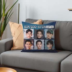 Kim Soo-Hyun Filmography Square Pillow, K-Drama Fans, Korean Drama Pillow, Kim Soo Hyun Fan, Kdrama Kim Soo Hyun, Kdrama Lover Friend Gifts