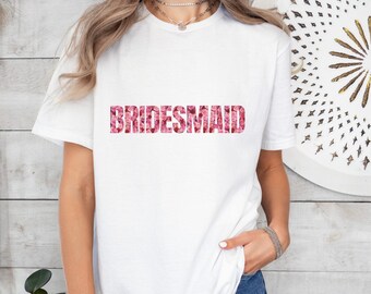 Floral BRIDESMAID T-Shirt, Bridal Showers, Bachelorette Parties, Wedding Celebrations, Bridesmaid Tees, Bridal Party Tees, Bridesmaid Team