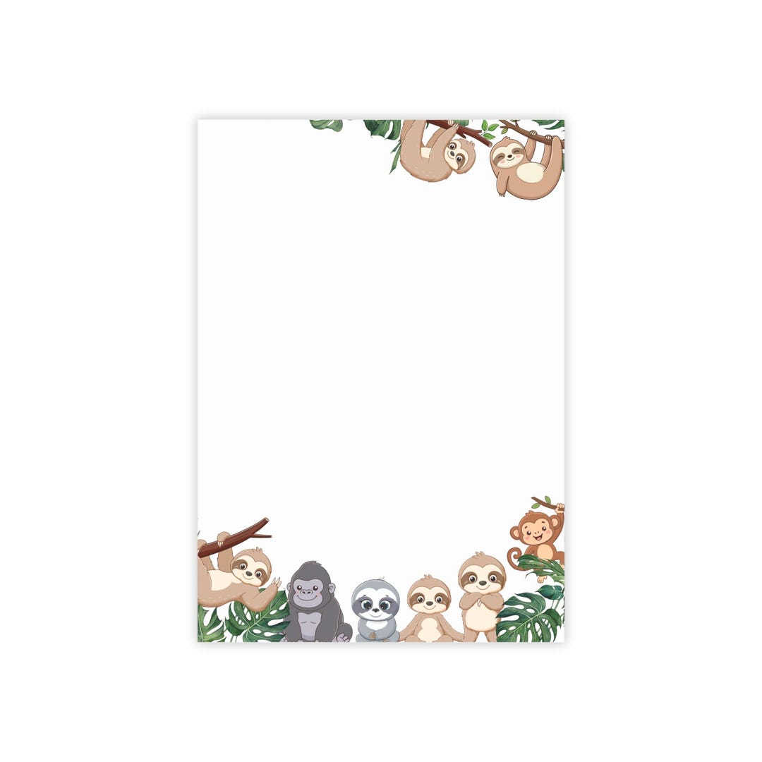Sloth Taking Notes Sloths Border Post-it® Note Pad, 4