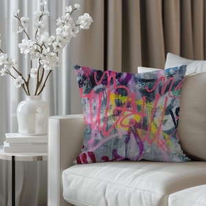 Graffiti Graphic Art Pillow, Colorful Decorative Home Decor, Abstract Patterns, Abstract Graffiti Art, Vibrant Home Decor, Urban City Vibes