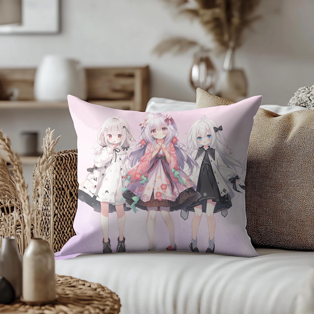 Almohada cuadrada de chicas de manga y anime kawaii Chicas