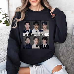 Byeon Woo-Seok uniseks sweater, Kdrama Graphic sweaters, Kdrama Actor Byeon Woo Seok, populaire Koreaanse acteurs, schattige Kdrama Actor sweaters