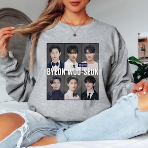 BYEON WOO-SEOK uniseks T-shirt met lange mouwen, K-drama Lovers, shirt Kdrama-acteur Byeon Woo Seok, populaire Koreaanse acteurs, Kdrama Graphic lange mouwen