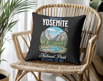 Yosemite National Park Graphic Square Pillow. Nature Lover Gift, California Decor, States Accent Pillow, Yosemite Hiker Gifts, Nature Decor
