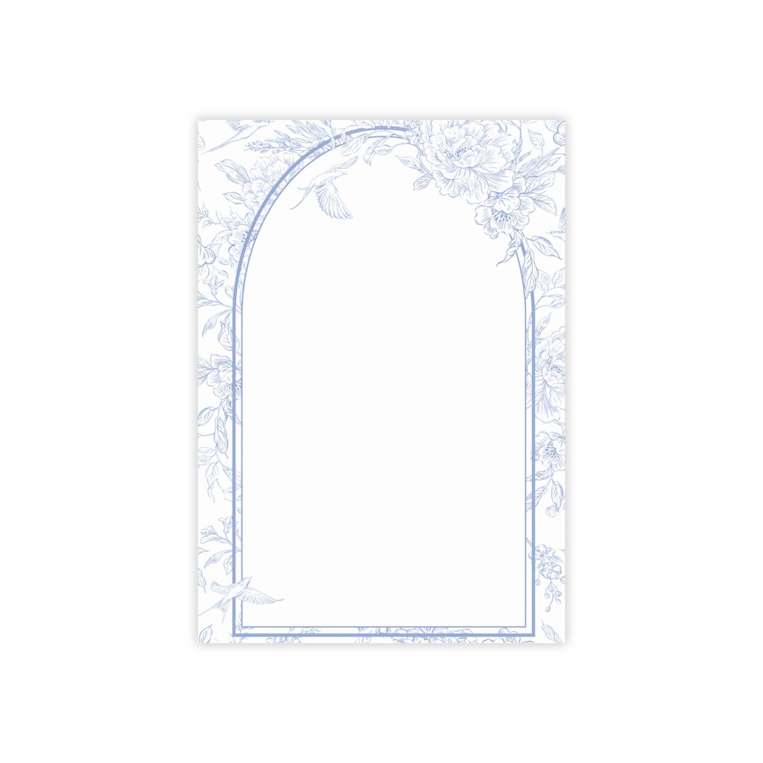 Blue Floral Arch Border (4x6) Post-it Note Pads | Decorative Notepad ...