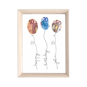 Personalisiertes Geldgeschenk |  Geburtstagsgeschenk mit Geld selber machen | Geldgeschenk | Geburtstagskarte | digitaler Download | Luftballons | Bargeldbild diy