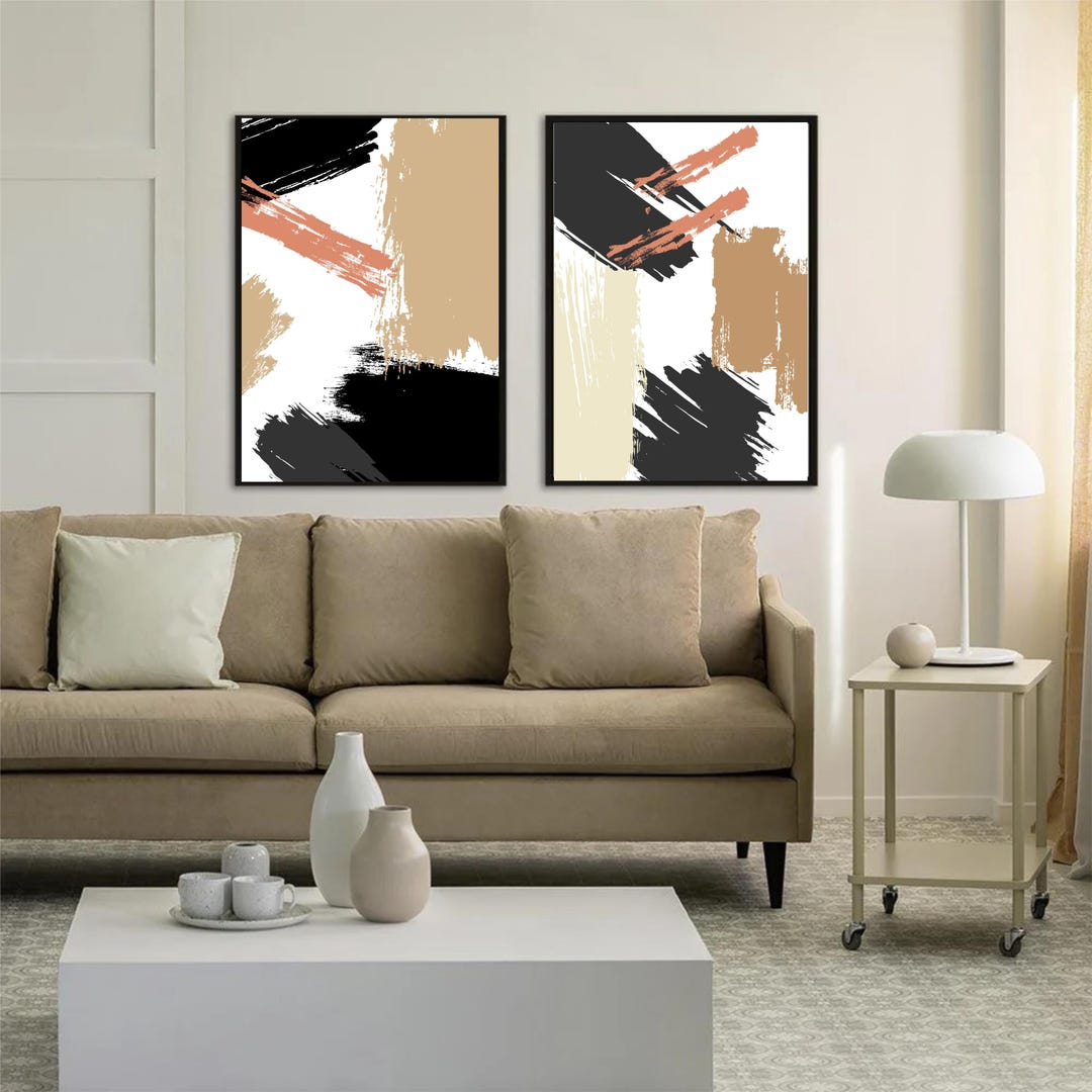 Modern Neutral Abstract Gallery Wall Art Set of 2 Neutral Nordic Prints ...