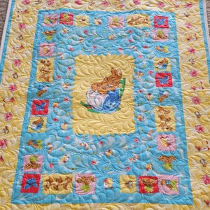 Beatrix Potter Baby Crib blanket, Peter Rabbit Heirloom quilt, Peter Rabbit  Toddler blanket 34&quot; by 40&quot;, Bunny Quilt Hug
