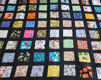 Colorful Crazy Scrap Quilt Blanket 47" by 51" Bright & Beautiful