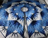 80 quot dim star Patchwork Quilted Christmas Tree Skirt ,shades of Blue