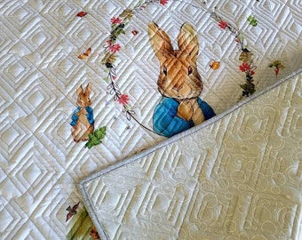 Beatrix Potter Child blanket quilt,  40" by 60" Beatrix Potter quilt