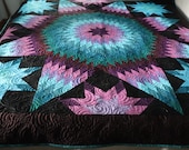 OOAK Patchwork Carpenter Star Quilt, Traditional Quilt Blanket 90 quot by 90 quot Queen King Alaskan 39 s Sunset