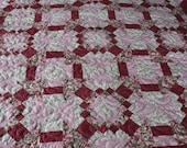OOAK Floral Queen Full or Twin Quilt, Shabby Roses Custom Quilt , 95 quot x78 quot Quilt, Quilted floral Blanket Traditional