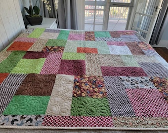 Modern Country Quilt Twin Throw Blanket 70" by 86"  Vintage Inspired
