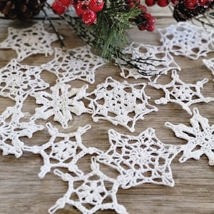 set Starched Hand Crochet White Christmas Snowflakes Motifs Doilies Ornaments 3.5 image 6