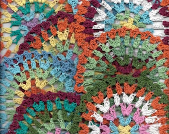 Conjunto de Doilies coloridos, Doilies de ganchillo de mano de 5 ", doilies arco iris, Doilies Mandala, Doilies de encaje, Guiilies Dream catchers ,9pc crochet Coaster