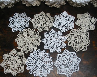 lote de 10 hand crochet 5 "RD Doily Coaters para cottage / victoriano / shabby / boho / estilo francés, atrapasueños, fiesta de té, boda vintage