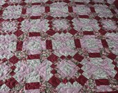 OOAK Floral Queen Full or Twin Quilt, Shabby Roses Custom Quilt , 95 quot x78 quot Quilt, Quilted floral Blanket Traditional