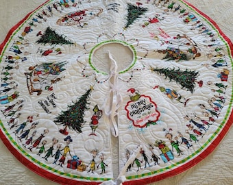 39" dim Grinch Quilted Christmas Tree Skirt