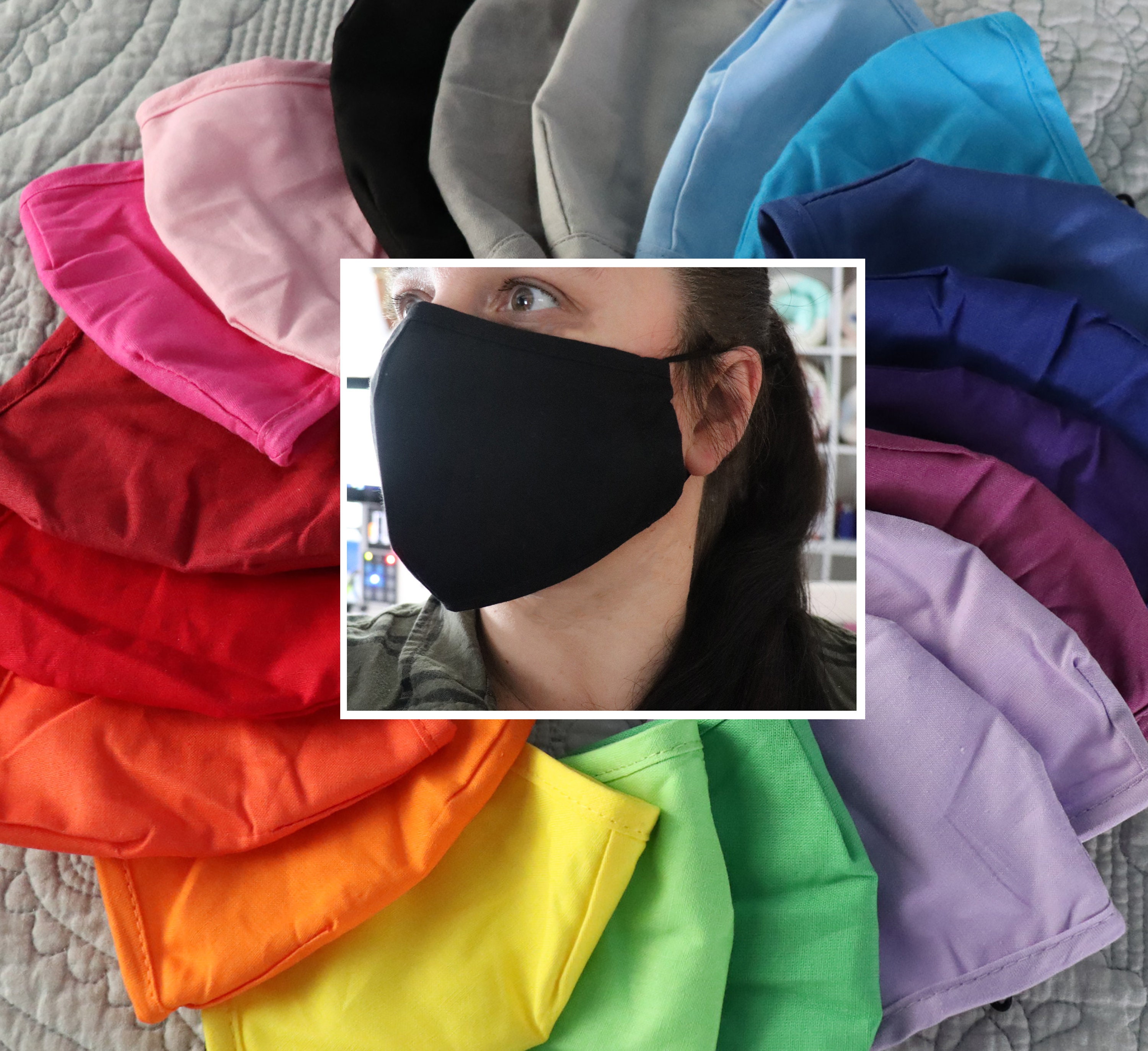 Adult Face Mask with filter pocket  100% Cotton, Washable Reusable, N…