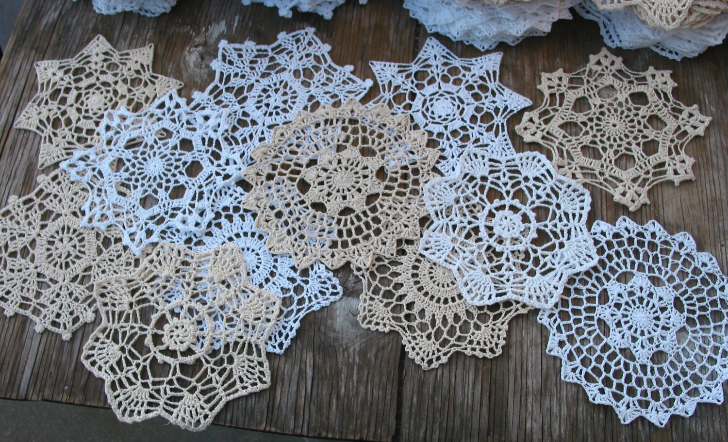 lot of 12 Hand Crochet 7" RD Doily for Cottage/Victorian/Shabby/…