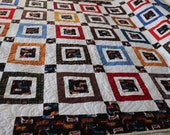 OOAK Patchwork Cowboy Quilt, Traditional Quilt Blanket 71 quot by 87 quot Twin Full Queen