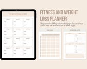 Digital Planner, iPad & Android Planner, Fitness Planner, Daily, Weekly, Monthly Planner, Canva Planner, Weight Loss Tracker and Planner