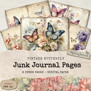 Vintage Schmetterlings Papier: Shabby Chic Junk Journal Ephemera (Digitaler Download)