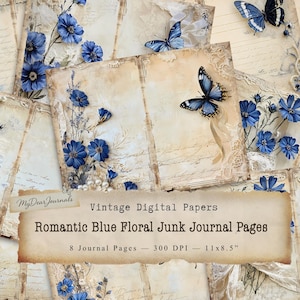 Dark Romantic Floral Junk Journal Kit: Shabby Chic Printable Paper (8.5x11 in) (Digital Download)
