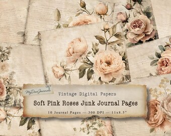 Violet Floral Junk Journal Kit: Romantic Purple Flowers (Digital Download)
