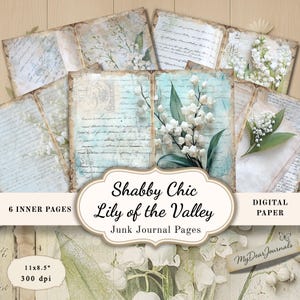Shabby Chic Lily of the Valley Digital Paper: Junk Journal Kit (Digital Download)