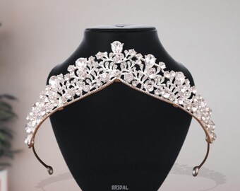 Baroque Rhinestone Bridal Crown: Princess Queen Tiara, Gift her, Birthday Tiara