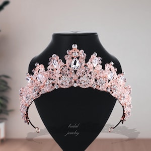 Rose Gold Bridal Wedding Crown, Luxury Crystal Crown, Quinceanera Dainty Tiara, Pageant Gold/Silver Crown, Gift for Her, Sweet Girl Tiaras