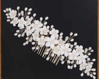 Elegant Bridal Hair Comb: Silver Gold Rose Gold Wedding Hairpiece