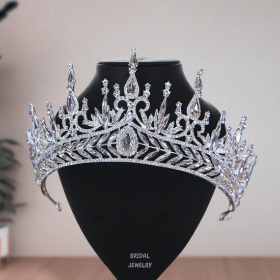 Bridal Silver Crown: Princess Leaf Tiara, Elegant Prom Party  display picture 2