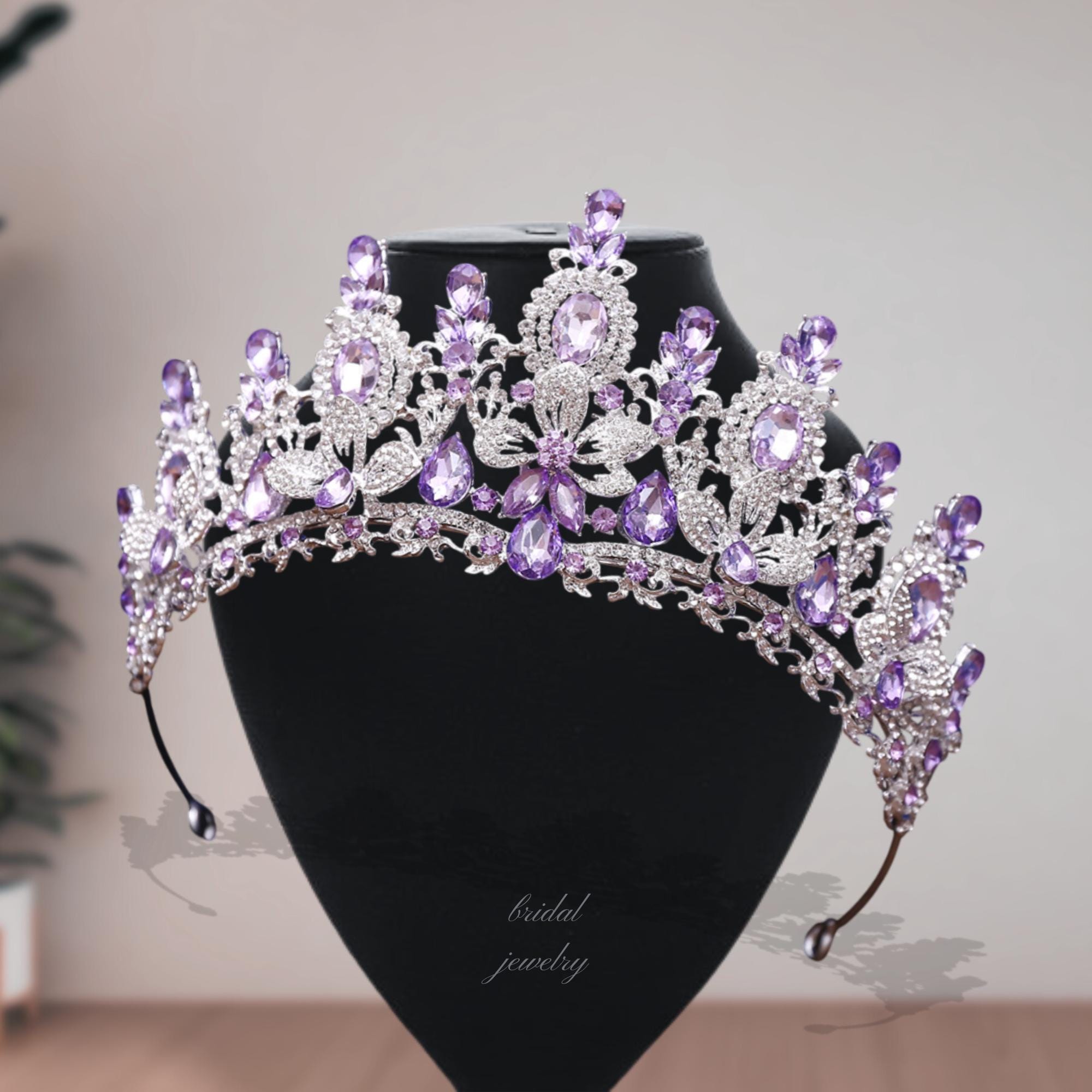 Wedding Purple Crown Tiara, Luxury Crystal Headband, Pageant  display picture 1