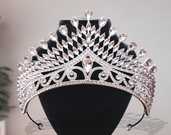 Kristall Braut Krone Tiara, Strass Hochzeit Kopfschmuck, Festzug Königin Krone, Prinzessin Stirnband, Geburtstagsgeschenk