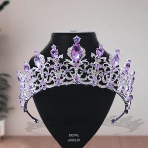 Purple Crystal Bridal Crown: Rhinestone Princess Tiara