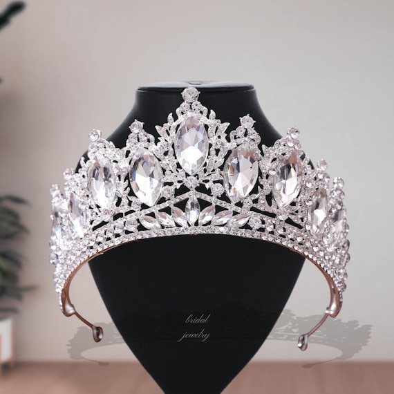 Luxury Big Bridal Crown – Wedding Crystal Silver / Gold 