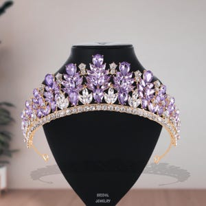 Handmade Purple Crystal Bridal Crown: Quinceanera Princess Tiara