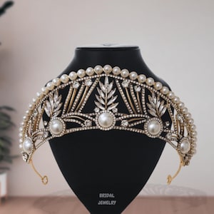 Gold Pearl Wedding Tiara: Elegant Bridal Crown