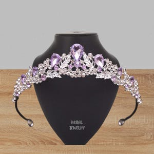 Purple/Silver/Green/Blue Rhinestone Bridal Wedding Crown and Tiara, Gift Her, Elegant Prom Party Beach Wedding Tiara, Wedding Hair Jewelry