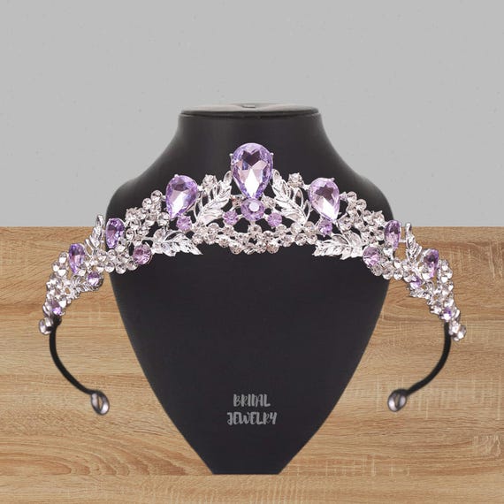 Purple Rhinestone Wedding Tiara: Elegant Bridal Hair Jewelry  display picture 1