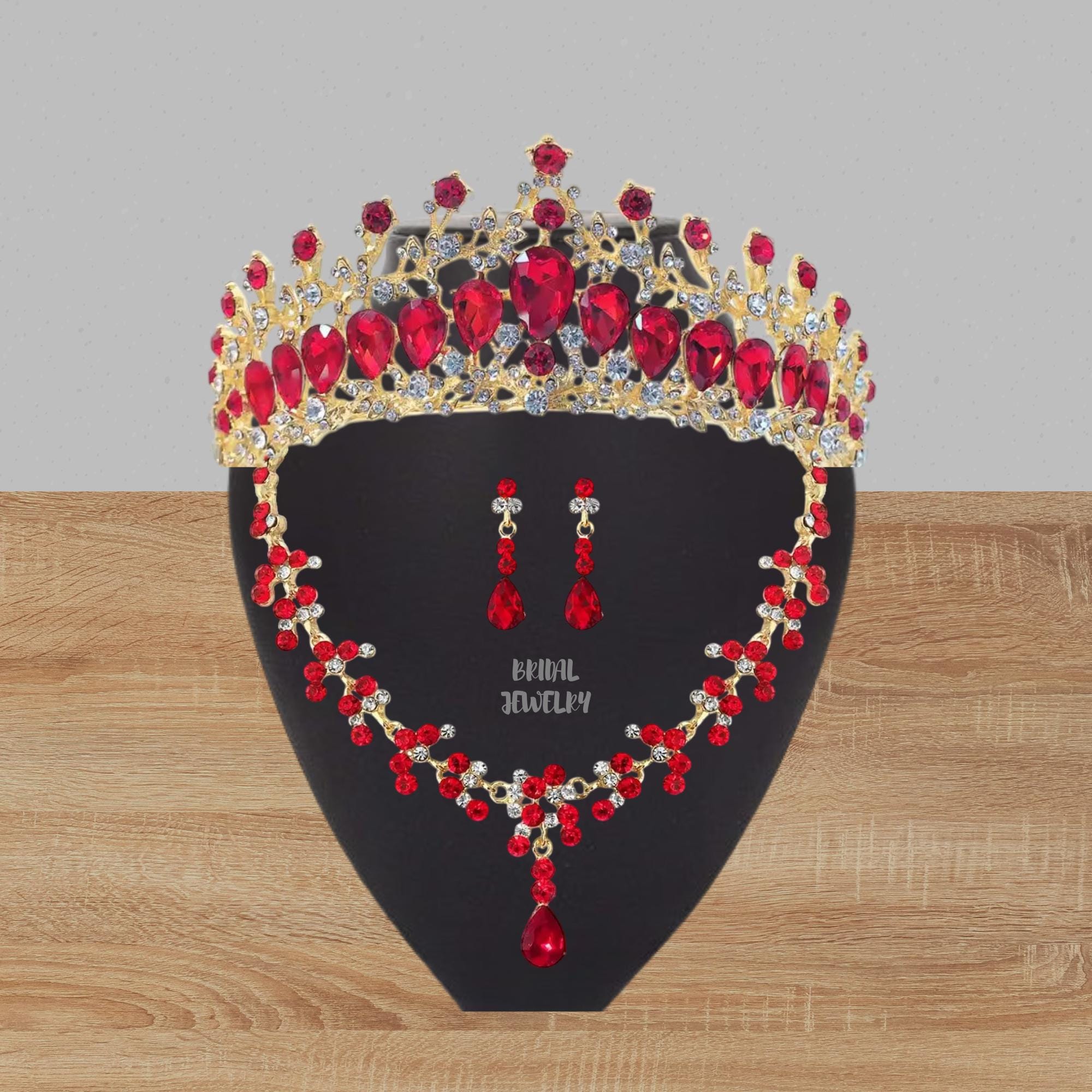?Red Crystal Rhinestone Tiara Crown Amazon.com : TOBATOBA Red Crown Crystal Wedding Tiara for  main image 2