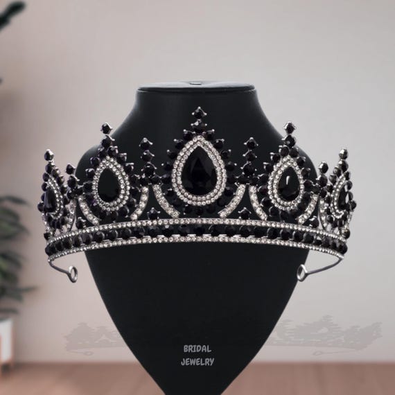 Elegant Black Rhinestone Bridal Crown: Princess Pageant  display picture 1