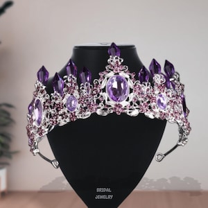 Purple Crystal Bridal Crown: Princess Wedding Tiara Headband